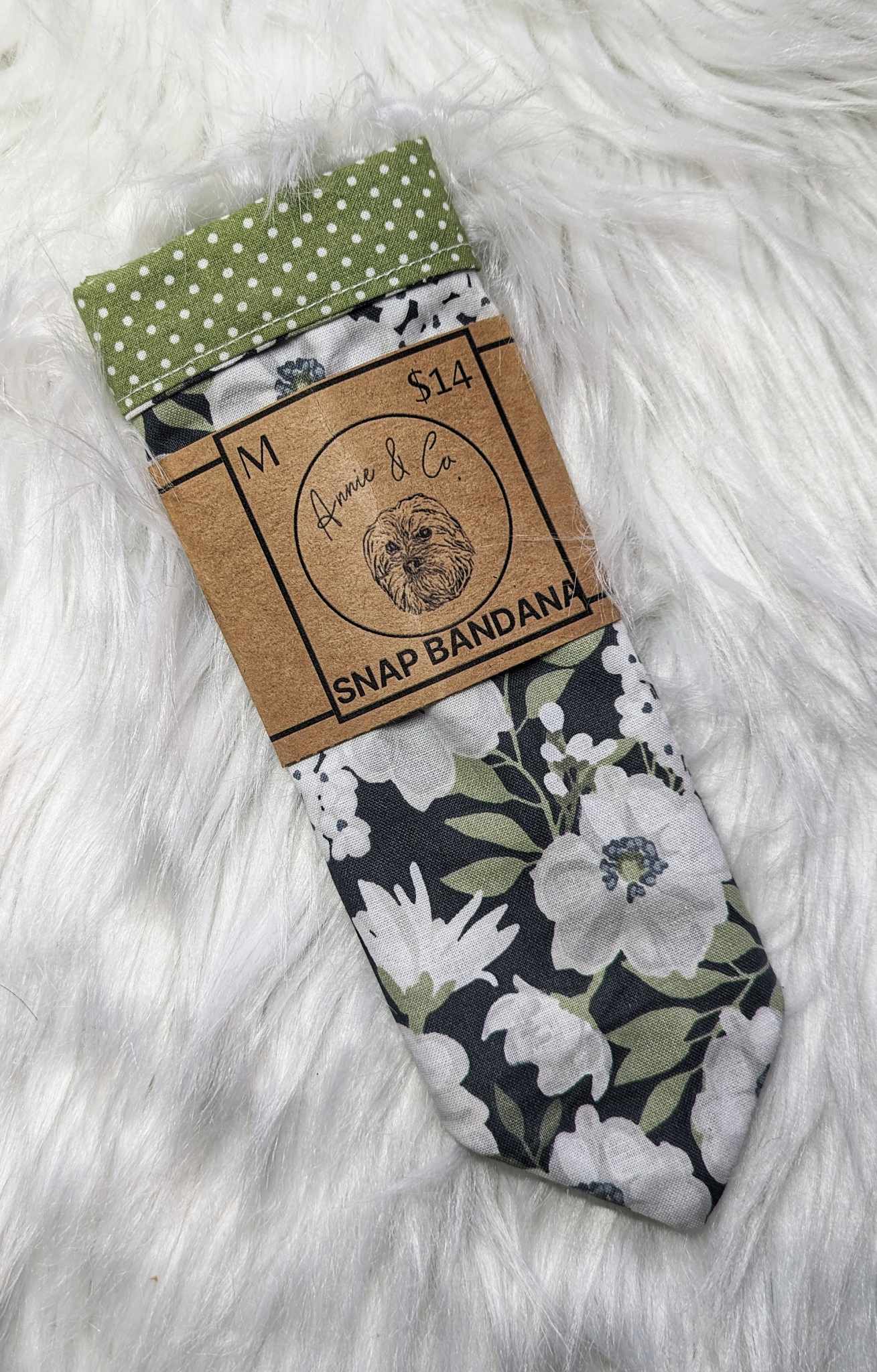 Grey Magnolia SNAP dog Bandana