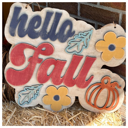 Groovy Hello Fall Doorhanger