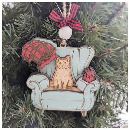 CAT on a Wingchair Ornament