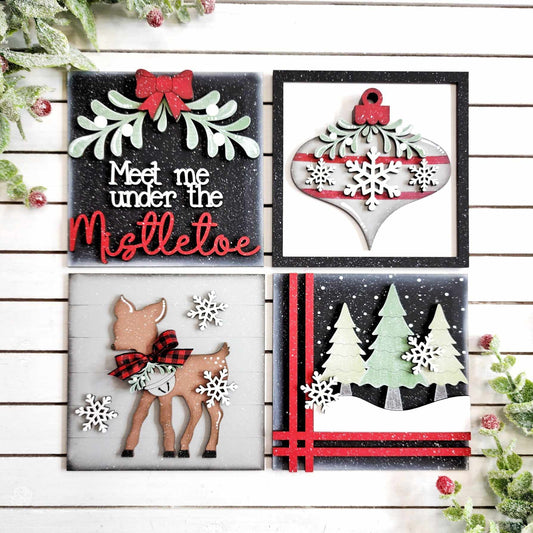 Meet me under the mistletoe sign set