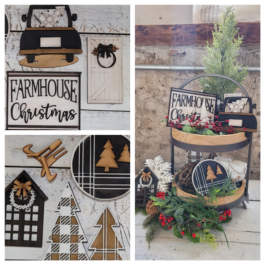 FarmHouse Christmas Tray Set