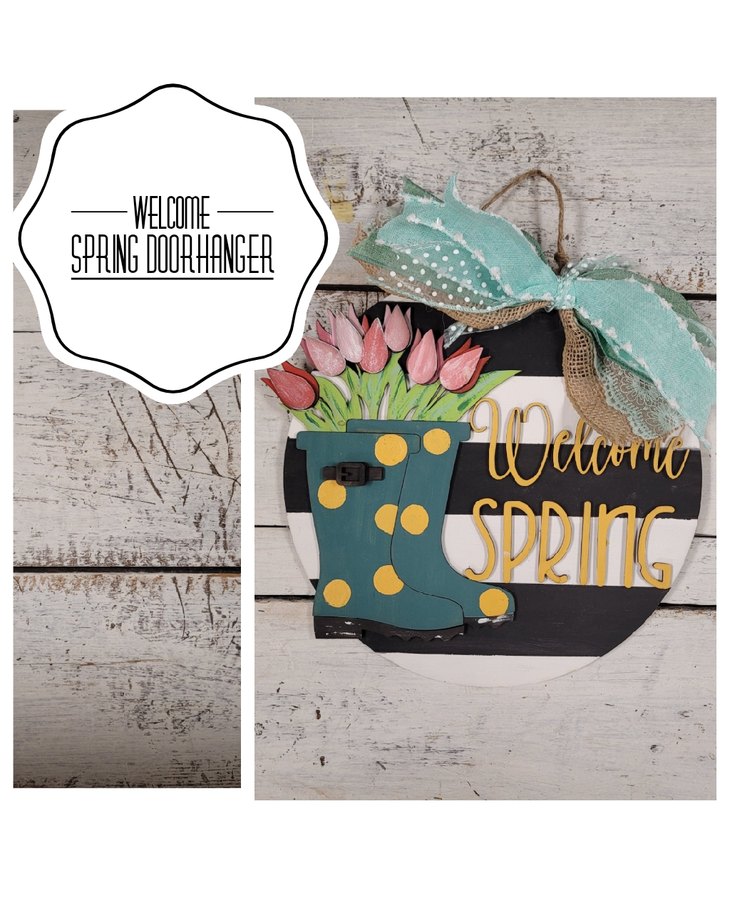 Welcome Spring Boots Doorhanger